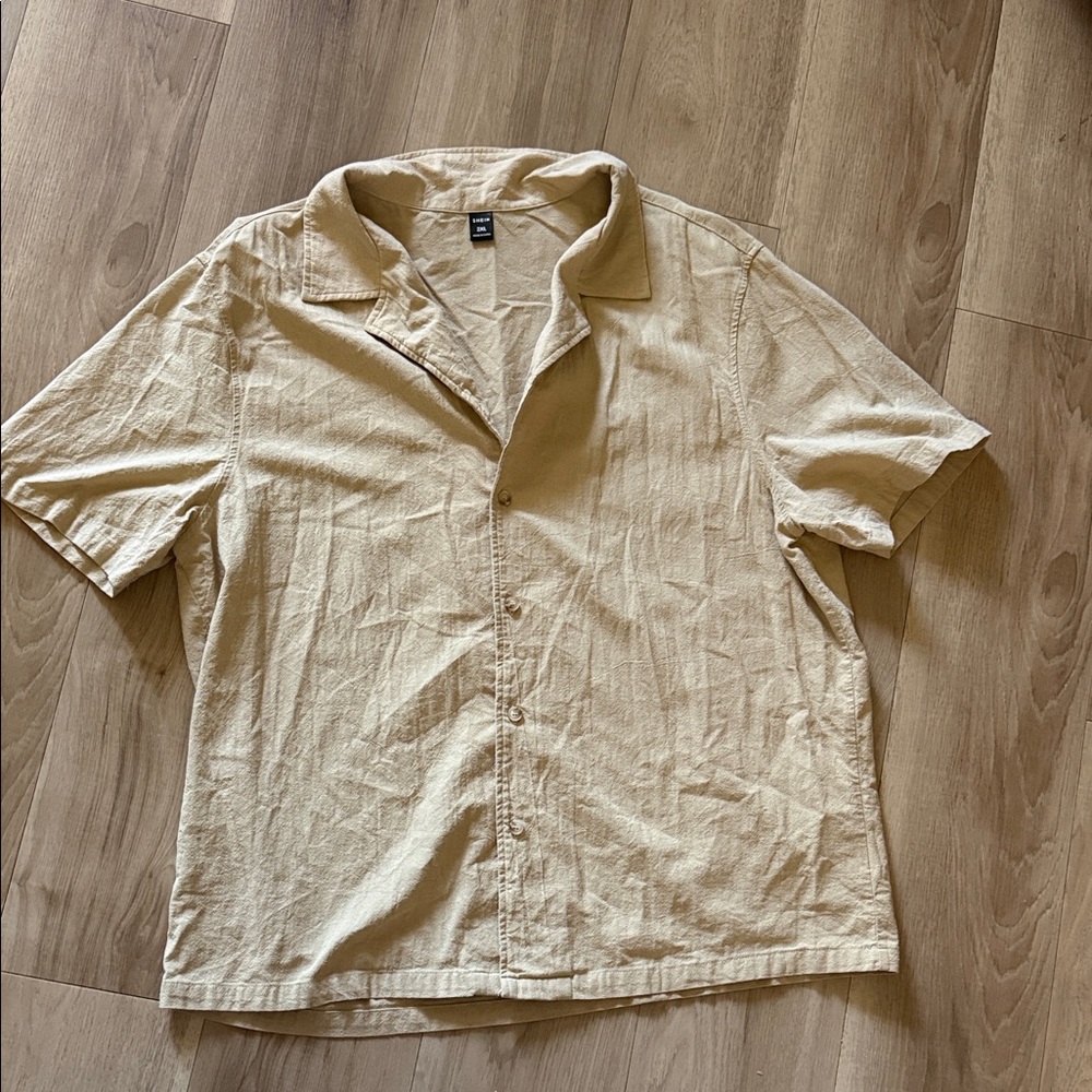 SHEIN Women’s Light Tan Short Sleeve Shirt